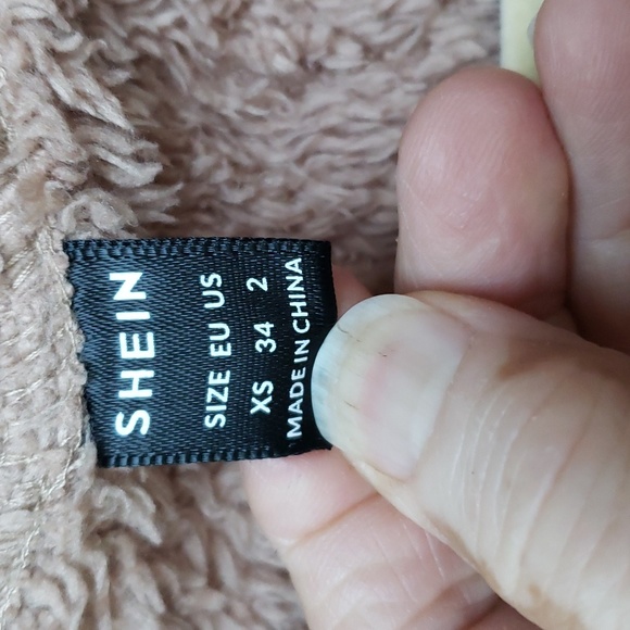 SHEIN Camel Color Long Sherpa Teddy Coat. Oversized SZ.SM. NEW.  P2P-22" - Picture 2 of 10